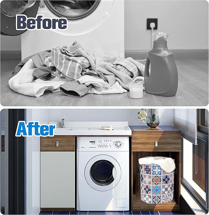Mexican Tiles Pattern Laundry Basket Mandala Flowers Foldable Oxford Cloth Funny Tote Bag Laundry Hamper Clothes Storage Bucket Toy Organizer For Bathroom/Laundry Storage/Bedroom 17.7x13.7