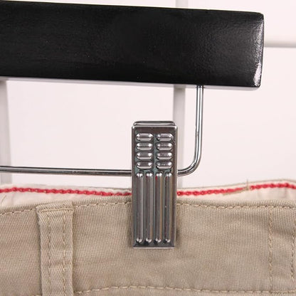 SSWBasics 14 inch Black Wood Skirt and Pants Hangers - Case of 50 - Black Wooden Pants