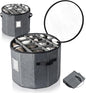 Shoe Storage Box for Women – 15.7" x 13" Grey Round Cylindrical Boot Organizer with Clear Lid, Foldable Closet Shoe Box with Adjustable Dividers, Space-Saving Design Fits Heels, Sneakers & Ankle Boots