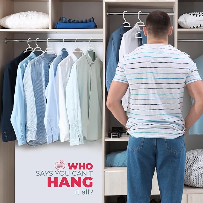 Large & Wide Heavy Duty Clothes Hangers 36 Pack – Made in USA – Ideal for Plus Size Clothing – 10lb Plastic Hangers with Notches for Oversized Adult Coats & Pants – White & Black