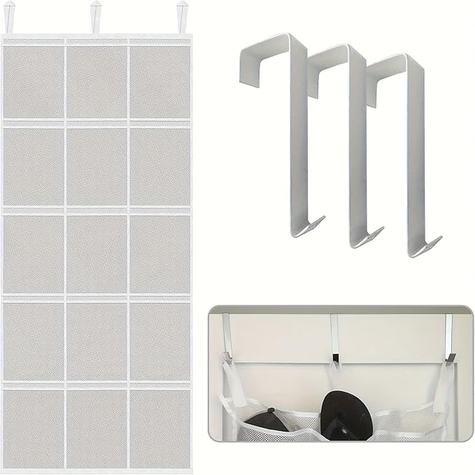 Large Mesh Over-the-Door Organizer – 15-Pocket Hanging Storage for Cruise, Home, Closet, or Bathroom (24"x60")