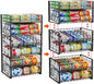 JKsmart 2-Tier Stackable Rack Organizer for Pantry, Adjustable Dispenser Holds Up to 88 Cans, Storage Holder for Various Ounces of Canned Drinks, Black, 3 Pack