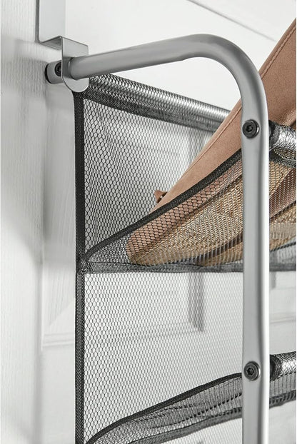 12 Tier Over-The-Door Shoe Organizer Rack - Holds 36 Pairs, Space-Saving Metal Storage for Closet, Bedroom - Durable Gray Shoe Shelf for Men & Women