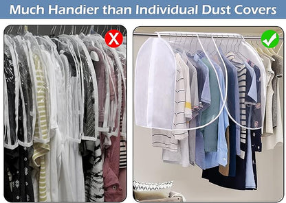 SLEEPING LAMB Hanging Closet Cover for Storage Dustproof Shoulder Cover Garment Protector for Clothes, Coats, Suits, Dresses, 2 Pack, White