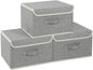 Fabric Storage Bins Cube Organizers with Flip-Top Lid and Handles,Storage Boxes for Organizing Home,Office,and Closet,Grey,3 Pack 13 X 9.1 X 7.9 in