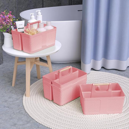 Shower Caddy Portable and Cleaning Caddy Organizer for Bathroom, Kitchen, Toiletries Storage ，Caddy organizer with handle, Rust-Resistant, Durable Material (Pink, 9.36" L×7.73" W×7.24" H)