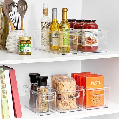 iDesign Stackable Pantry Bins with Handles, 4 Different Sizes, 5 Pack, Clear, Made in USA