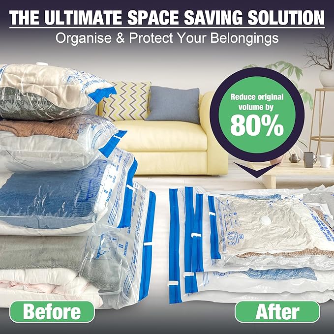HIBAG 15 Jumbo Vacuum Seal Bags for Clothing, Vacuum Storage Bags for Clothes, Comforters, Blankets, Bedding (15J)