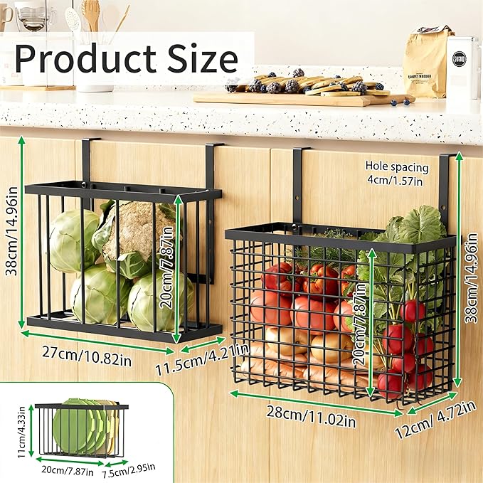 DTUQYX 3 Pack Over Cabinet Door Organizer - Adjustable Cabinet Door Organizer with Towel Rack,Hanging Over the Door Organizer for Cutting Board, Plastic Wrap, Aluminum Foil, Cleaning Supplies, Baking