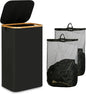 iEGrow Laundry Hamper with Lid, 110L Large Laundry Basket with Handle, Collapsible Clothes Basket Organizer with Removable 2 Inner Bag for Clothes Towels - Black