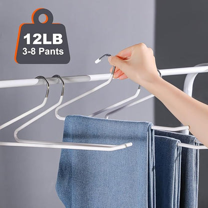 JOYBOS 30 Pack Pants Hangers Space Saving, Open Ended Hangers for Pants, Scarf Organizer Hanger for Closet, Metal Non Slip Jean Hanger - White Pant Hangers for Jeans,Trouser,Leggings,Slacks