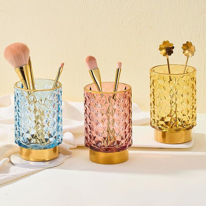 Makeup Brush Holder Organizer,Toothbrush Holders,Desk Pen Pencil Holder,Multifunctional Vintage Glass Brush Cup（A46-3-US）