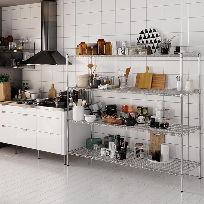 24" Deep x 72" Wide x 64" Height Wire Shelving Kit | 4-Tier | NSF Commercial Storage Rack Unit