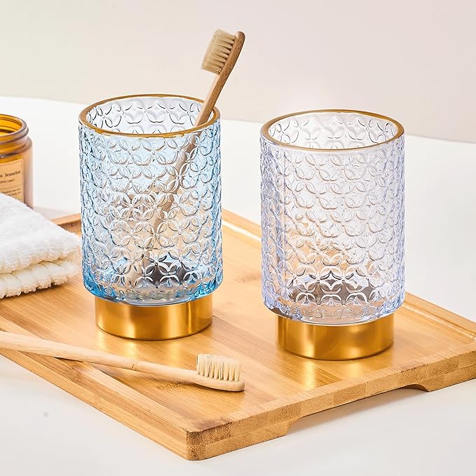 Makeup Brush Holder Organizer,Toothbrush Holders,Desk Pen Pencil Holder,Multifunctional Vintage Glass Brush Cup（A44-3-US）