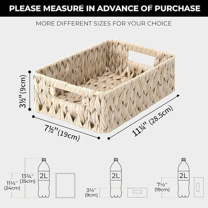 GRANNY SAYS Wicker Baskets for Organizing, Storage Basket for Shelves, Shelf Baskets with Handles, Waterproof Woven Basket for Living Room, Rectangular Baskets for Entryway, 2-Pack