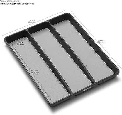 madesmart Classic Utensil Tray - Granite | CLASSIC COLLECTION | 3-Compartments | Kitchen Organizer | Non-slip Lining and Rubber Feet | Easy to Clean | BPA-Free Large
