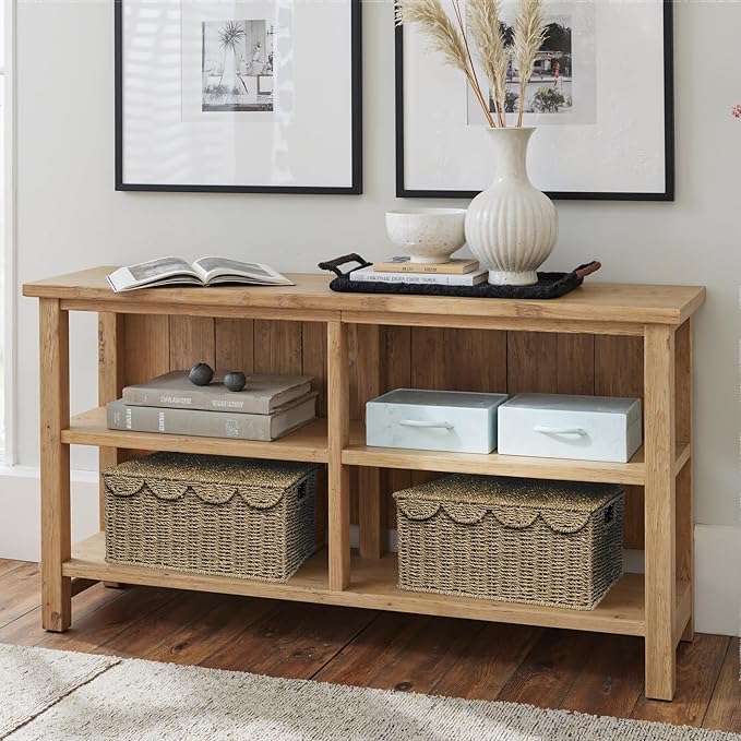StorageWorks Scalloped Edge Wicker Basket, Seagrass Storage Baskets for Living Room, Bedroom, 15" L x 11 ¼" W x 7" H