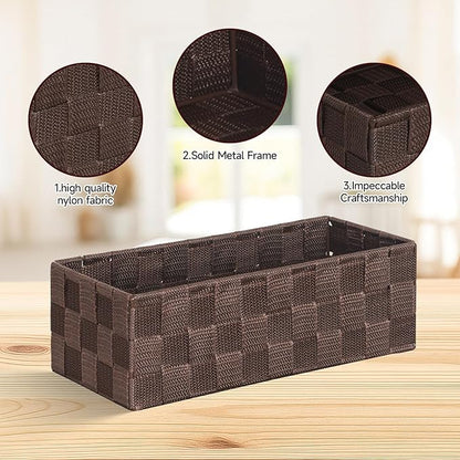 Posprica Woven Baskets, Storage Baskets for Organizing (Set of 8), Cube Baskets Bin Container Matching Storage Boxes Organizers for Pantry, Office, Shelves, Media-room