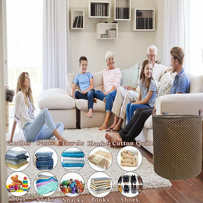 80L Waterproof Laundry Hamper in Family Leather Handle Laundry Basket in Dormitory Collapsible Laundry Bag in Nursery (96-Satisfied laundry hampers, 80L)