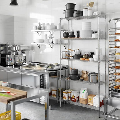 14" Deep x 42" Wide x 86" Height Wire Shelving Kit | 5-Tier | NSF Commercial Storage Rack Unit