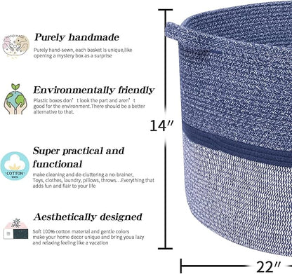 R RUNKA Extra Large Storage Basket - Soft Woven Organizer, 22" x 14"
