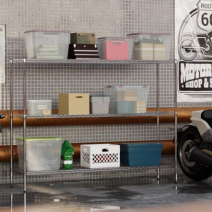 18" Deep x 72" Wide x 54" Height Wire Shelving Kit | 3-Tier | NSF Commercial Storage Rack Unit