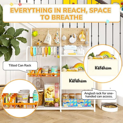 KAFAHOM Dog Toy Basket with Pegboard, Dogs Toy Bin with Storage Organizer, All-in-One Dog Stuff Box & Essential Holder, Perfect Basket for Dog Toys in Living Room, Great Gifts for Pet Lovers, White