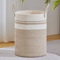 VIPOSCO Large Laundry Hamper, Tall Woven Rope Storage Basket for Blanket, Toys, Dirty Clothes in Living Room, Bathroom, Bedroom - 100L Brown & White