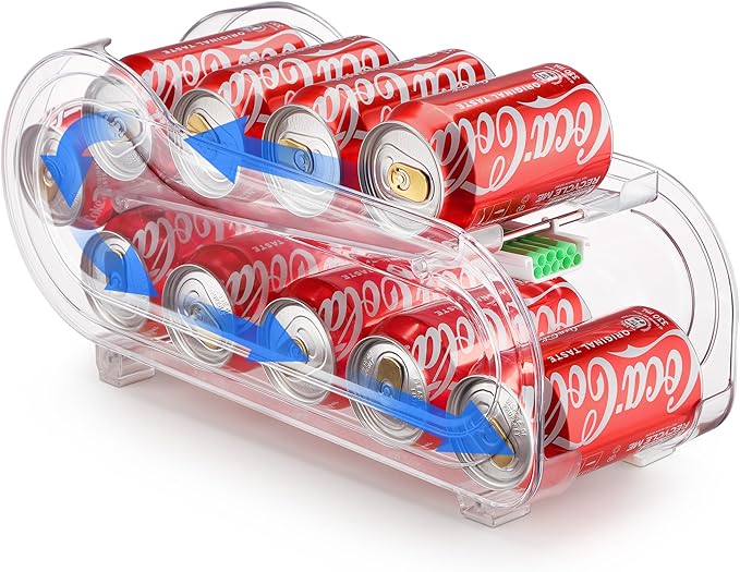Soda Can Organizer for Refrigerator, Drink Organizer for Fridge, Automatic Rolling Can Dispenser Holder, Organize 10 Pcs Standard 11.15oz or 12oz Short Cans (1 Pack)