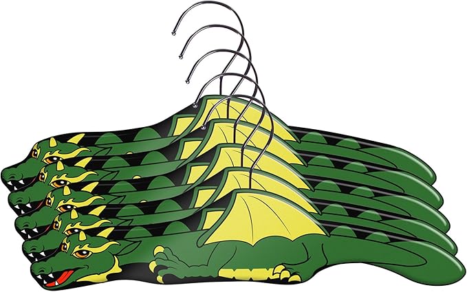 Kidorable Boys' Dragon Knight Hangers, Green/Grey/Black, One Size, Set of 5