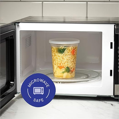 [240 Sets - 32 oz.] Clear Plastic Deli Food Storage Containers with Airtight Lids - Soup Containers - Bulk Pack - 240/Case - Stack Man Brand