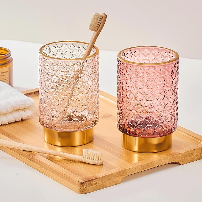 Makeup Brush Holder Organizer,Toothbrush Holders,Desk Pen Pencil Holder,Multifunctional Vintage Glass Brush Cup（A44-10-US）