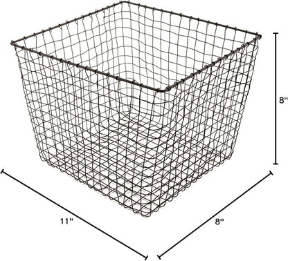 G.E.T. WB-305-MG Heavy Duty Iron Wire Utility Storage Bin/Basket, Square, 11" x 11" x 8"