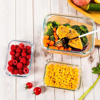 12 Pack Glass Storage Containers Transparent, Stackable Design Meal Prep Containers for Food Storage, Home, Kitchen & Pantry Organization, Microwave/Freezer/Dishwasher Safe