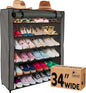 Sundaze Shoe Rack with Cover - 6 Tier Shoe Rack for Front Door Entrance, Sturdy Tall Shoe Organizer for Bedroom, Closet, Garage, Non Woven Fabric Shelf, Grey, Holds Up to 30 Pairs