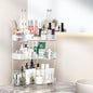 Makeup Organizer Countertop 3 Tier, Corner Bathroom Countertop Organizer with Toothbrush and Makeup Brush Holder, Corner Vanity Tray for Skincare Organization