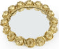 Vixdonos Decorative Round Mirror Tray Bathroom Vanity Tray with Gold Resin Rose for Perfume,Jewelry and Makeup