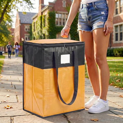 2Pack 180L Extra Large Moving Bags Heavy Duty with Strong Zipper & Comfortable Handles,Sturdy & Durable Clothes Storage Bags,Reusable Packing Moving Boxes for College Dorm,Bedding,Space Saving,Yellow
