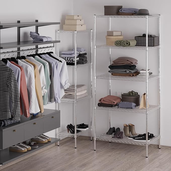 24" Deep x 36" Wide x 86" Height Wire Shelving Kit | 5-Tier | NSF Commercial Storage Rack Unit