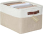 DECOMOMO Storage Bins, Large Fabric Storage Baskets for Shelves, Decorative Linen Closet Organizer, 15 x 11 x 9.5 inches (Beige & White, 1 Pack)