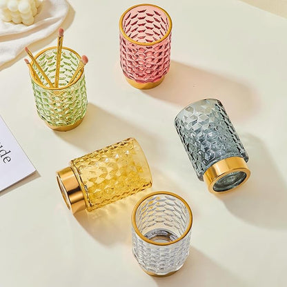 Makeup Brush Holder Organizer,Toothbrush Holders,Desk Pen Pencil Holder,Multifunctional Vintage Glass Brush Cup（A46-7-US）