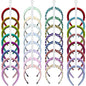 FMOACEN 4 Pcs Headband Holder Organizer, White Hanging Wall Mounted Hairband Accessories, Hair Hoop Storage Display with 32 Total Rings for Women Girls, Bedroom Dorm Closet Decor