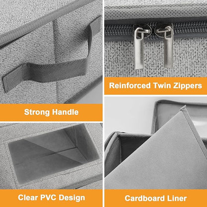 Xixter Stackable Hat Organizer for Baseball Caps- 2 PCS Featuring a Transparent Viewing Window, Hat Organizer for Closet, Holds up to 30 Caps, with Cardboard Inserts,Light Grey