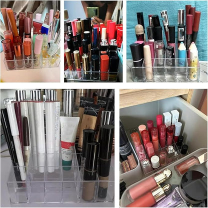 Tecbeauty Lipstick Holder, 24 Slots Clear Lipstick Organizer Acrylic Lipgloss Storage Display, Small