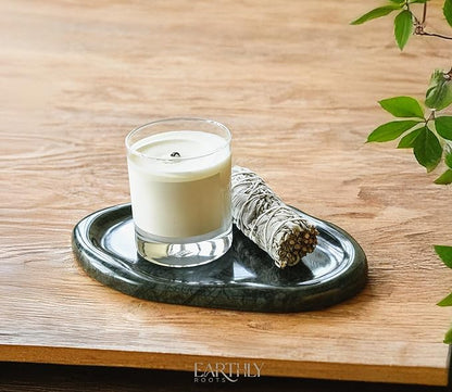 Natural Marble Trinket Tray – 9"x6" Cloud Shaped Decorative Dish for Jewelry, Keys, Perfume, Cosmetics, Vanity, Bathroom, Candle, Kitchen & Countertop | Stone Catchall or Gift (Indian Green)