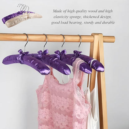 5 Pack Satin Padded Hangers for Women Clothing, Anti Slip Sponge Fabric Clothing Hangers Coat Racks for Sweater, Coat, Suit, Dress(Gray)