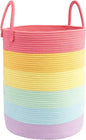 Woven Cotton Rope Laundry basket-15”X20” Laundry Hamper-Rope Storage Basket for Dirty Clothes, Toys and Blankets Perfect for Bathroom, Baby nursery and Living Room Storage (rainbow)