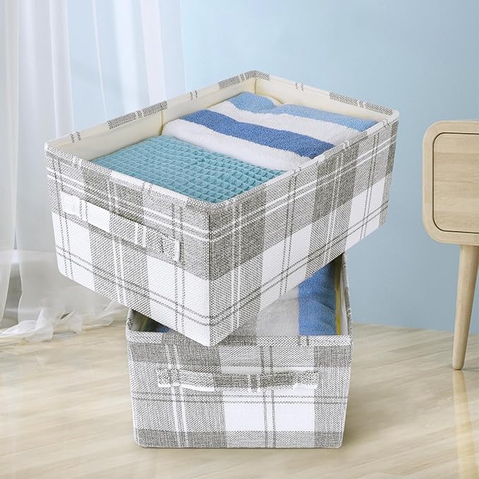 ANMINY 6 Pack Extra Large Closet Storage Baskets for Shelves, 20 x 14 Inch Collapsible Fabric Storage Bins Washable Cloth Closet Organizing Bins Decorative Storage Baskets with Handles, Light Gray