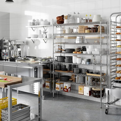 14" Deep x 54" Wide x 74" Height Wire Shelving Kit | 8-Tier | NSF Commercial Storage Rack Unit