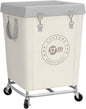 STORAGE MANIAC Commercial Laundry Hamper with Heavy Duty Steel Frame, 160 L Industrial Laundry Basket Cart with Wheels for Hotel, Home, Laundry Room, 18''L x 18''W x 31''H, Medium Beige